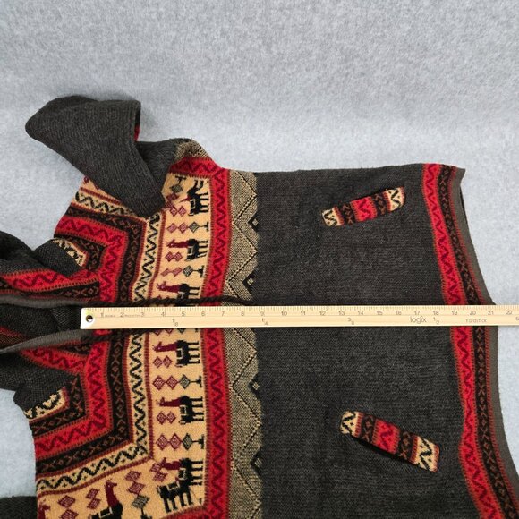 Tejidos Jacket Hoodie Womens Small Wool Llama Alpaca Aztec Print Sweater Ecuador - Picture 5 of 10
